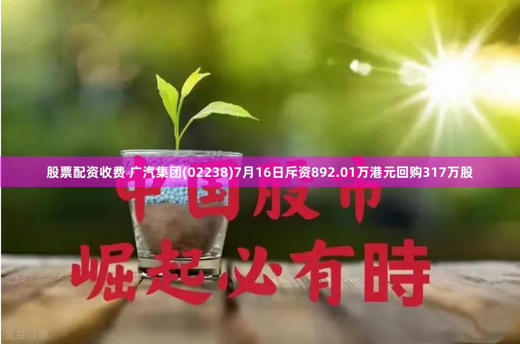 股票配资收费 广汽集团(02238)7月16日斥资892.01万港元回购317万股